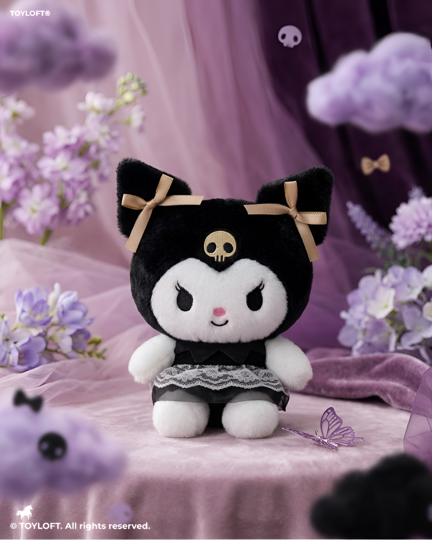 Sanrio Kuromi Plush Toy – 8-Inch Collectible Stuffed Animal with Lace Dress & Bows ST13979