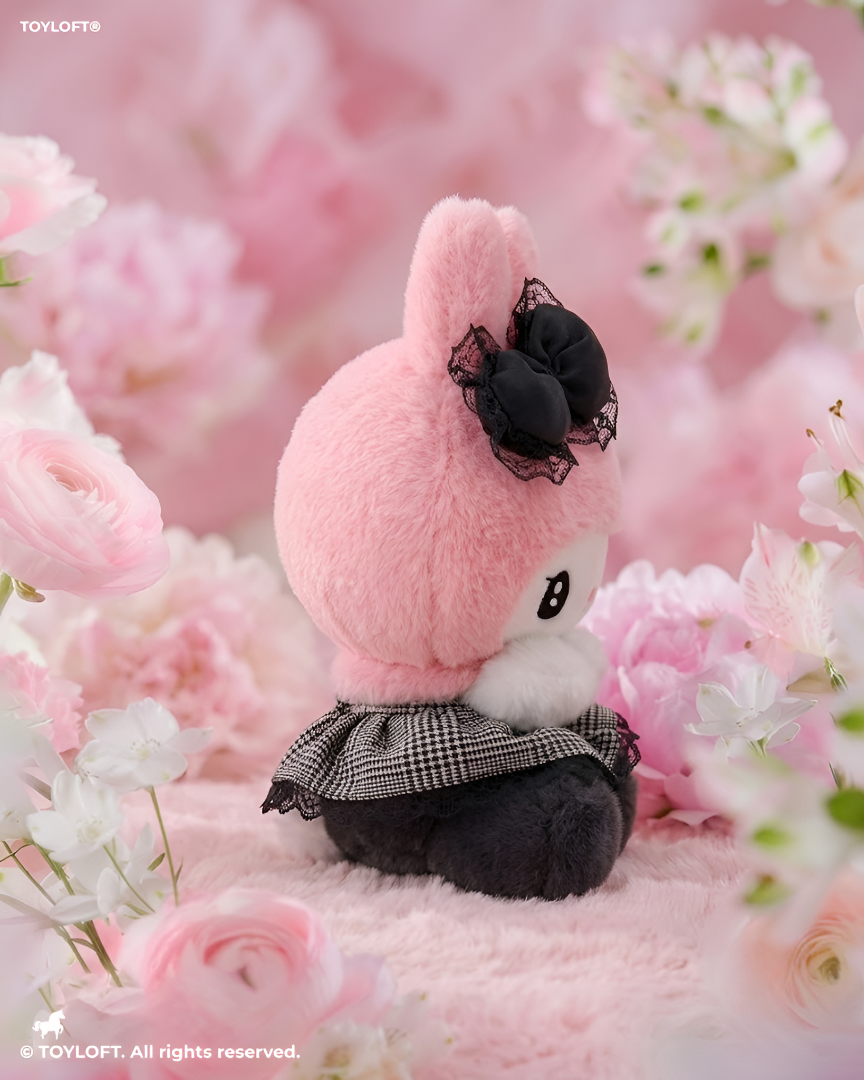 Sanrio My Melody 8-Inch Gothic Lolita Plush Doll - Pink Bunny with Black Lace Bow ST11449