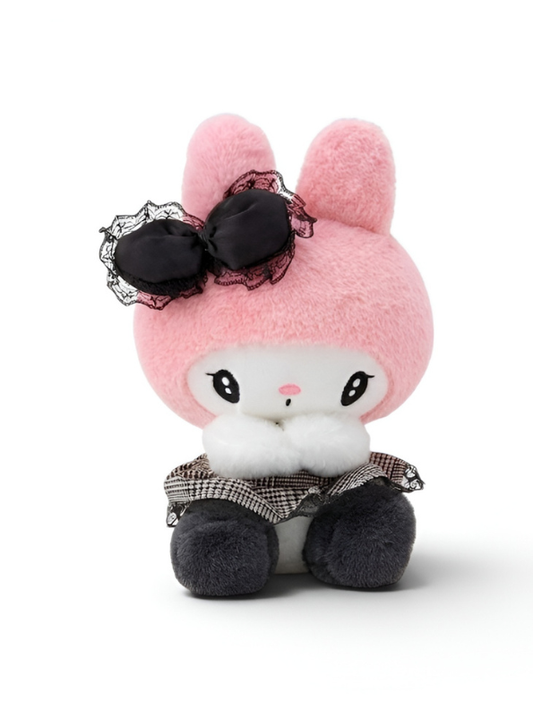 Sanrio My Melody 8-Inch Gothic Lolita Plush Doll - Pink Bunny with Black Lace Bow ST11449