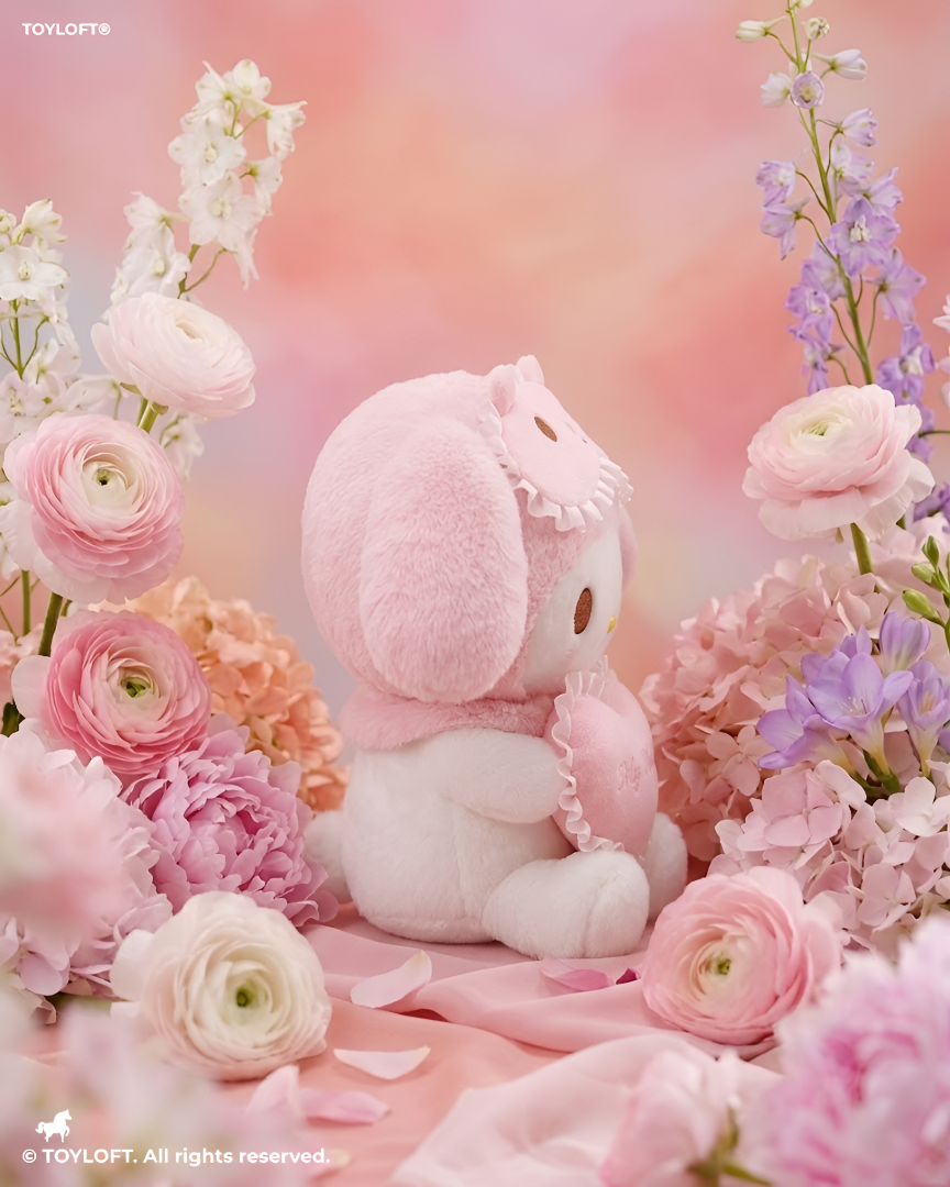 Sanrio My Melody Plush Toy - 8-Inch Soft Stuffed Animal with Heart & Sleep Mask ST16784
