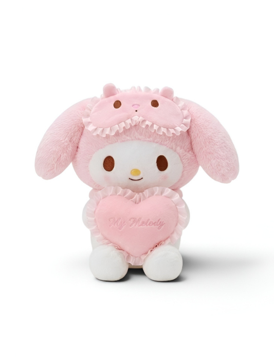 Sanrio My Melody Plush Toy - 8-Inch Soft Stuffed Animal with Heart & Sleep Mask ST16784