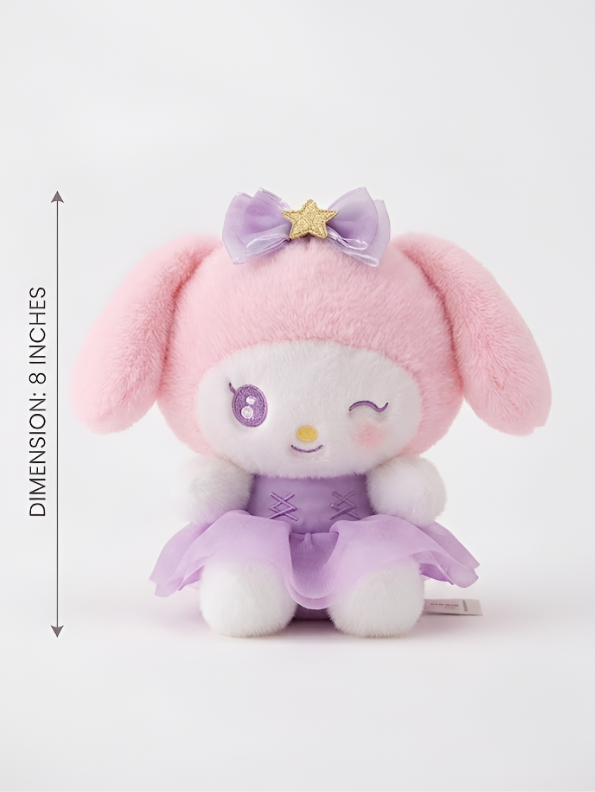 Sanrio My Melody Plush Toy 8-Inch – Purple Dress Winking Star Edition, Cute Soft Stuffed Animal Toy for Kids ST16856