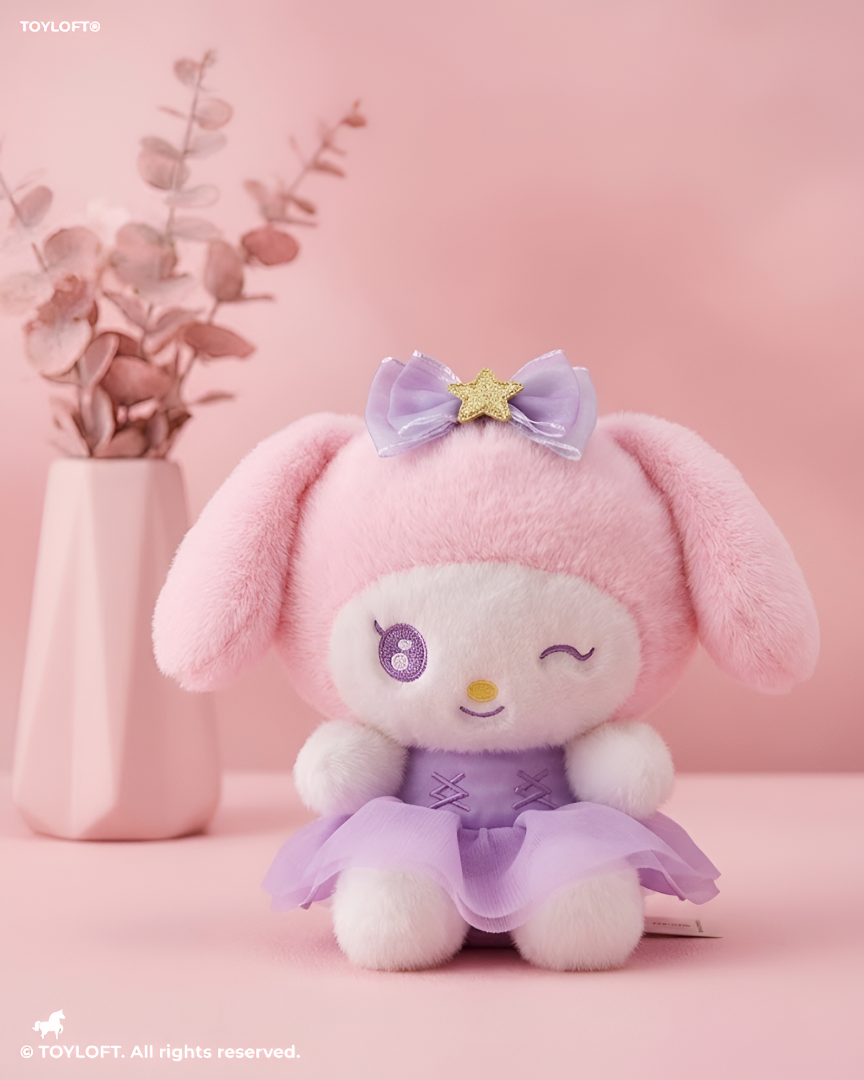 Sanrio My Melody Plush Toy 8-Inch – Purple Dress Winking Star Edition, Cute Soft Stuffed Animal Toy for Kids ST16856