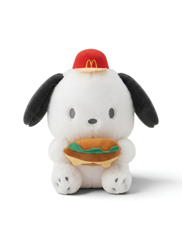 Sanrio Pochacco Plush – 10 Inch Soft Stuffed Dog Toy Holding Burger ST15434