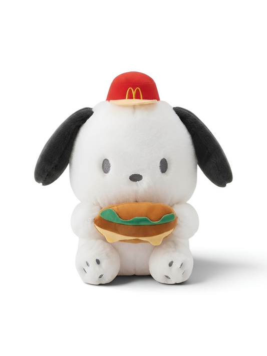 Sanrio Pochacco Plush – 10 Inch Soft Stuffed Dog Toy Holding Burger ST15434