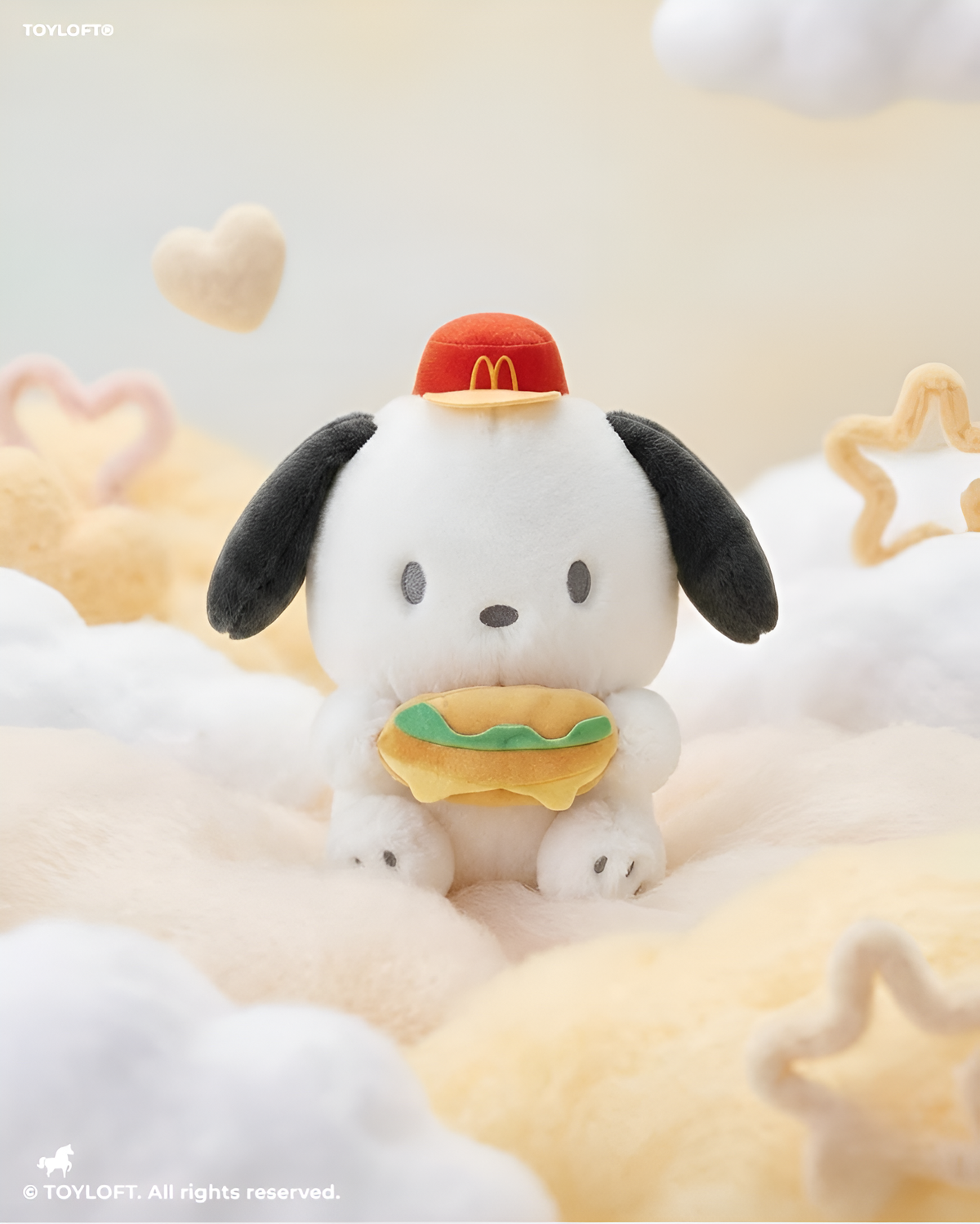 Sanrio Pochacco Plush – 10 Inch Soft Stuffed Dog Toy Holding Burger ST15434