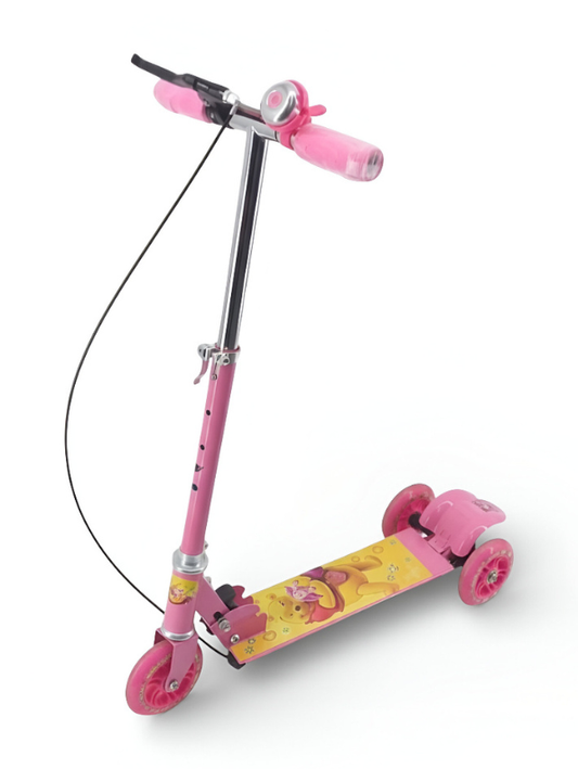Pink 3-Wheel Kick Scooter for Kids with Adjustable Height, Handbrake, and Bell - Winnie the Pooh Edition LMI7720