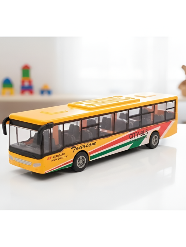 Set of 4 Alloy Pull-Back Toy Buses - Realistic City Bus & Tourism Coach Models for Kids TV256