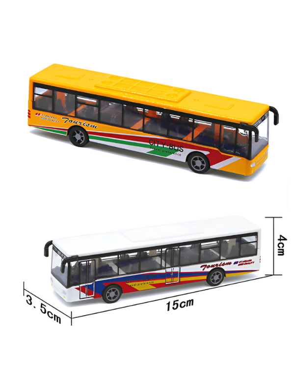 Set of 4 Alloy Pull-Back Toy Buses - Realistic City Bus & Tourism Coach Models for Kids TV256