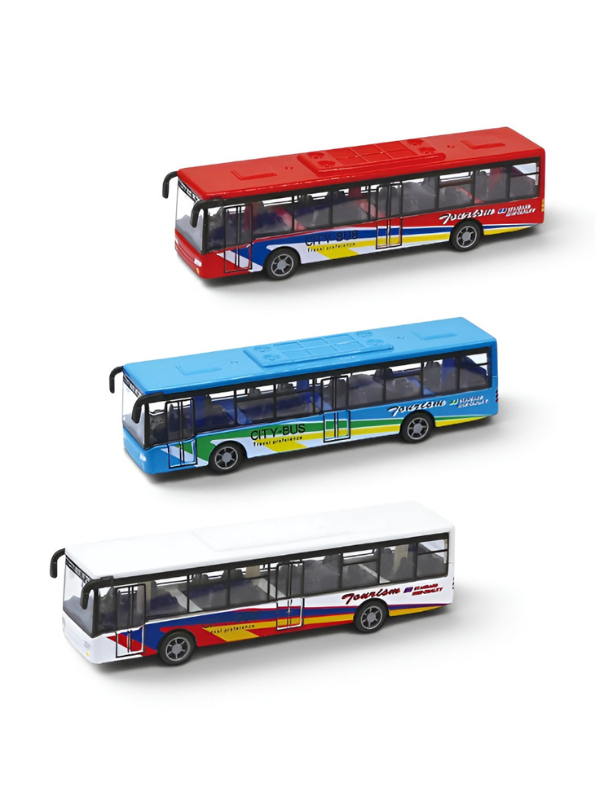Set of 4 Alloy Pull-Back Toy Buses - Realistic City Bus & Tourism Coach Models for Kids TV256