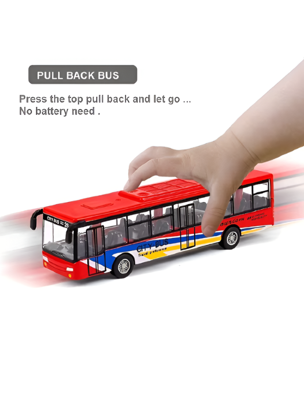 Set of 4 Alloy Pull-Back Toy Buses - Realistic City Bus & Tourism Coach Models for Kids TV256