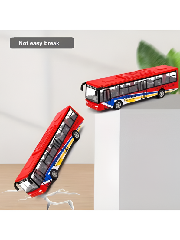 Set of 4 Alloy Pull-Back Toy Buses - Realistic City Bus & Tourism Coach Models for Kids TV256