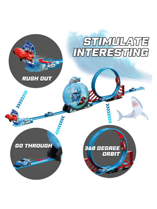 Shark Attack Track Set – Racing Track with 360° Loop & Dual Cars MD3396.