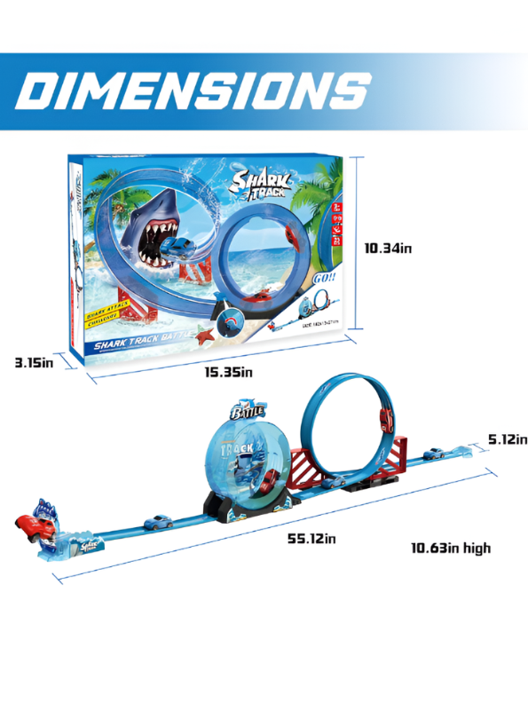 Shark Attack Track Set – Racing Track with 360° Loop & Dual Cars MD3396.