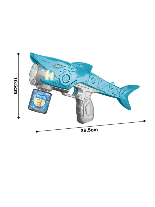 Shark Bubble Gun Blaster Toy – Bubble Blower Gun with Bubble Solution Bottle LMI16697.