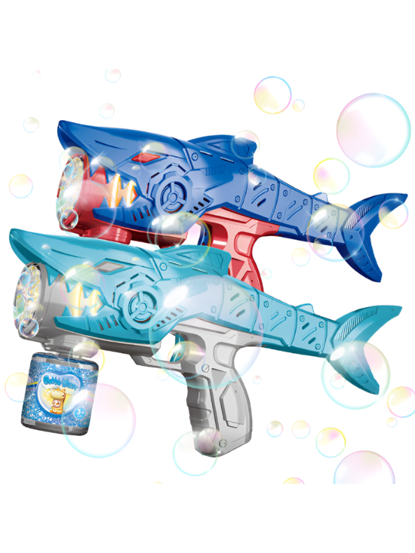 Shark Bubble Gun Blaster Toy – Bubble Blower Gun with Bubble Solution Bottle Blue LMI16697.