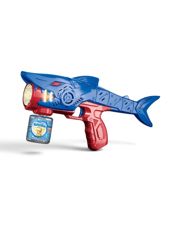 Shark Bubble Gun Blaster Toy – Bubble Blower Gun with Bubble Solution Bottle Blue LMI16697.