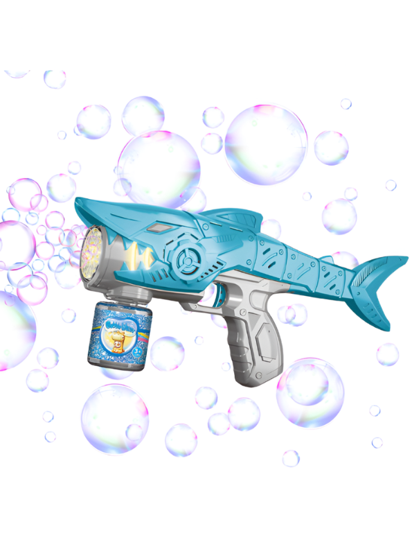 Shark Bubble Gun Blaster Toy – Bubble Blower Gun with Bubble Solution Bottle LMI16697.