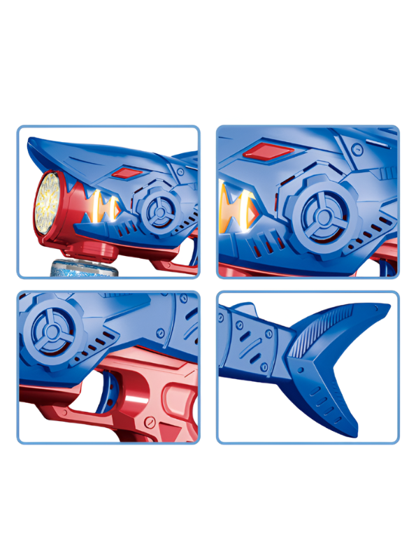 Shark Bubble Gun Blaster Toy – Bubble Blower Gun with Bubble Solution Bottle Blue LMI16697.