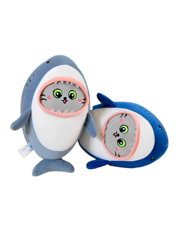 Shark Cat Plush Toy – Cute Soft Stuffed Animal Pillow Grey ST14138.