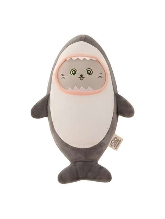 Shark Cat Plush Toy – Cute Soft Stuffed Animal Pillow Grey ST14138.