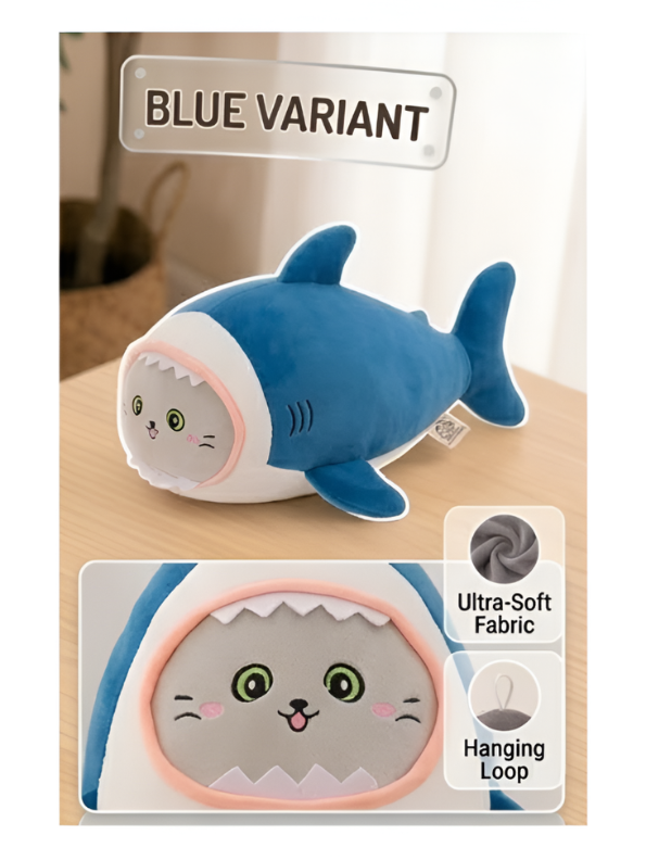 Shark Cat Plush Toy – Cute Soft Stuffed Animal Pillow ST14138.