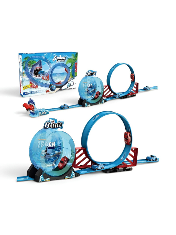 Shark Escape Adventure Race Track Toy – 360° Loop Track Set with 2 Toy Cars TV6382