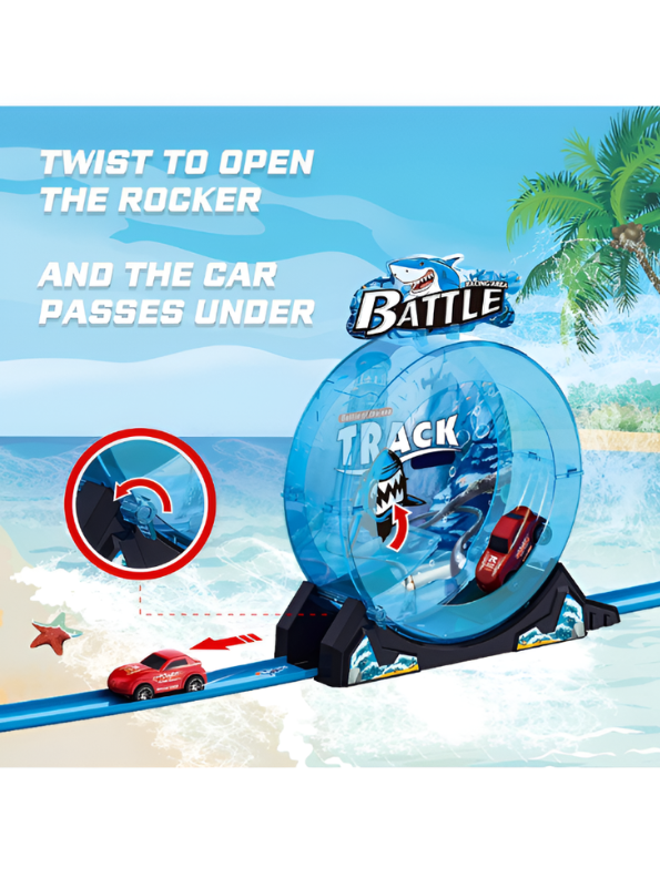 Shark Escape Adventure Race Track Toy – 360° Loop Track Set with 2 Toy Cars TV6382
