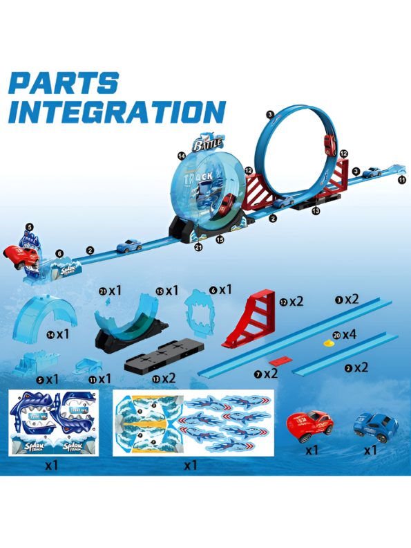 Shark Escape Adventure Race Track Toy – 360° Loop Track Set with 2 Toy Cars TV6382