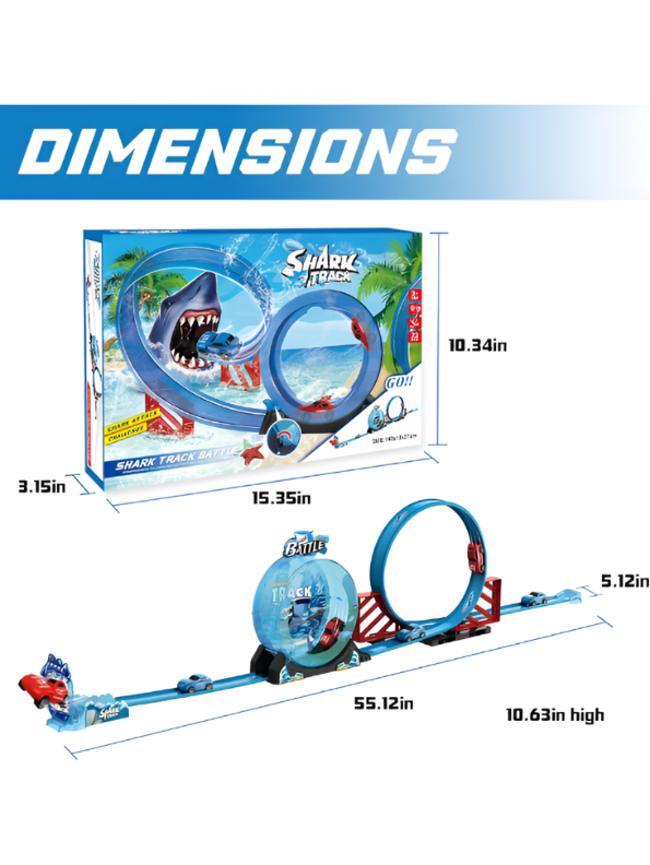 Shark Escape Adventure Race Track Toy – 360° Loop Track Set with 2 Toy Cars TV6382