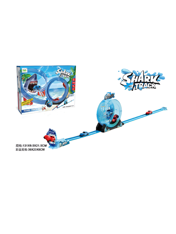 Shark Track Battle Loop Toy Car Racing Set with Launcher – 360° Stunt Loop Race Track, High-Speed Blue Racing Track TV6354.