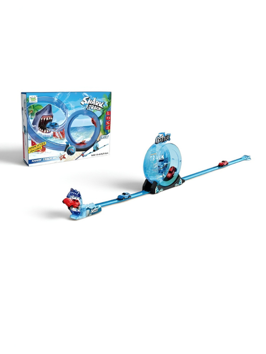 Shark Track Battle Loop Toy Car Racing Set with Launcher – 360° Stunt Loop Race Track, High-Speed Blue Racing Track TV6354.