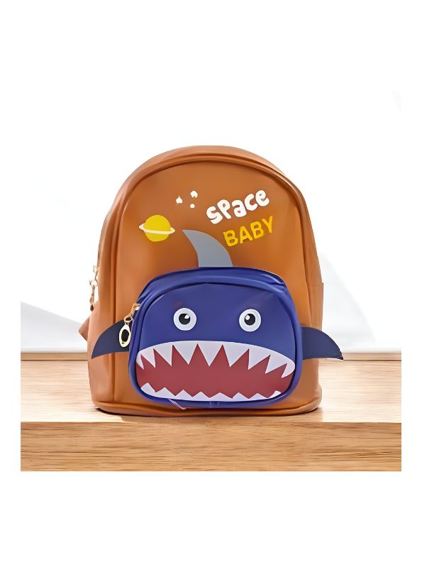 Orange - Sharkonaut – Space Shark Theme Bag for Kids | Double Chain Backpack | Large Capacity & Fun Outer Space Design NOVGBT5905.