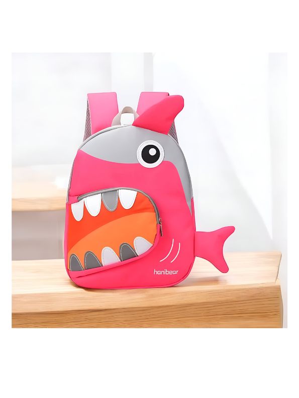 Pink - SharkySnap – Shark Shaped Fancy Backpack for Kids | Spacious & Durable School Bag | Comfortable Straps for Outdoor Fun & Gifting NOVGBT2488.