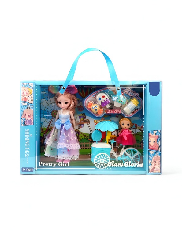 Shining Girl Pretty Doll & Bicycle Playset | Barbie Inspired Doll Set Toy with Little Sister | Perfect Gift for Girls LMI13115.