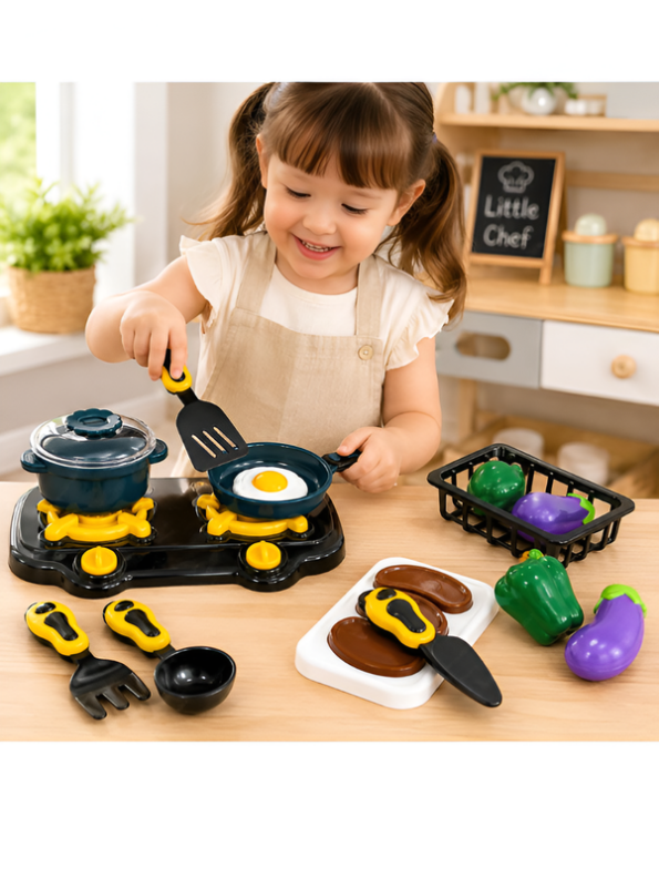 Simulation Kitchen Cooking Toy Set – Pretend Cookware & Food Playset for Kids, Ages 3+ LMI12283