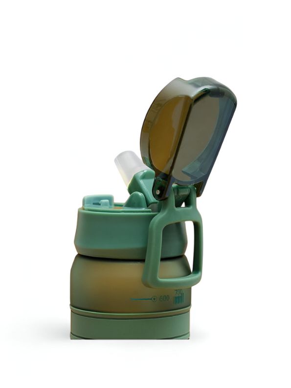 Green - SipMate – Leak-Proof Water Bottle with Straw and Flip-Top Lid – Convenient 550ml Hydration Bottle NOV594.