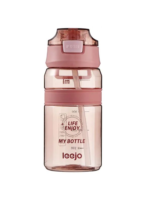 Pink - SipMate – Leak-Proof Water Bottle with Straw and Flip-Top Lid – Convenient 550ml Hydration Bottle NOV594.
