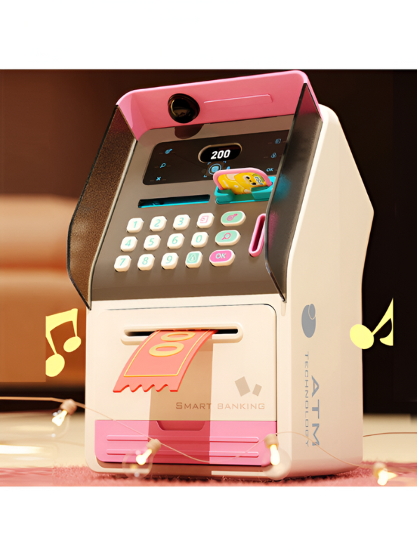 Pink - Smart ATM Piggy Bank for Kids – Face Recognition Money Saving Box Educational Toy for Kids NX15689.