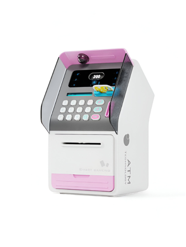 Pink - Smart ATM Piggy Bank for Kids – Face Recognition Money Saving Box Educational Toy for Kids NX15689.