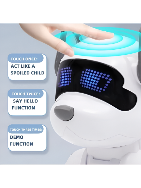 Smart RC Robot Puppy Toy – Voice Control, Touch Sensor, LED Eyes & Music MD3149.