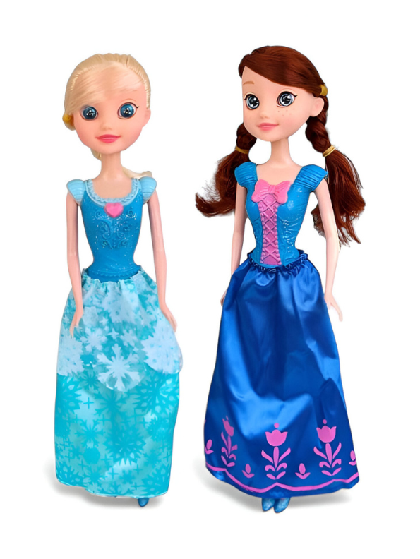 Snow Princess Sisters Fashion Dolls Set - 2 Pack Royal Blue Dress Toy for Girls LMI13643
