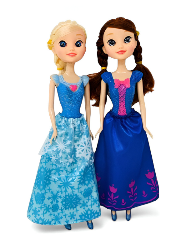 Snow Princess Sisters Fashion Dolls Set - 2 Pack Royal Blue Dress Toy for Girls LMI13643