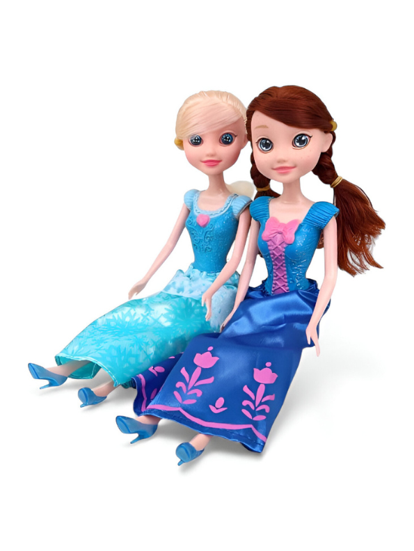 Snow Princess Sisters Fashion Dolls Set - 2 Pack Royal Blue Dress Toy for Girls LMI13643