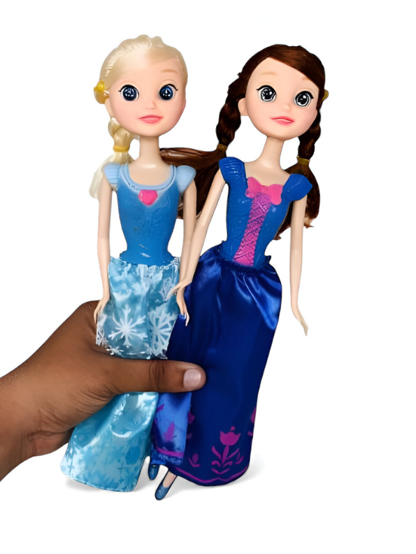 Snow Princess Sisters Fashion Dolls Set - 2 Pack Royal Blue Dress Toy for Girls LMI13643