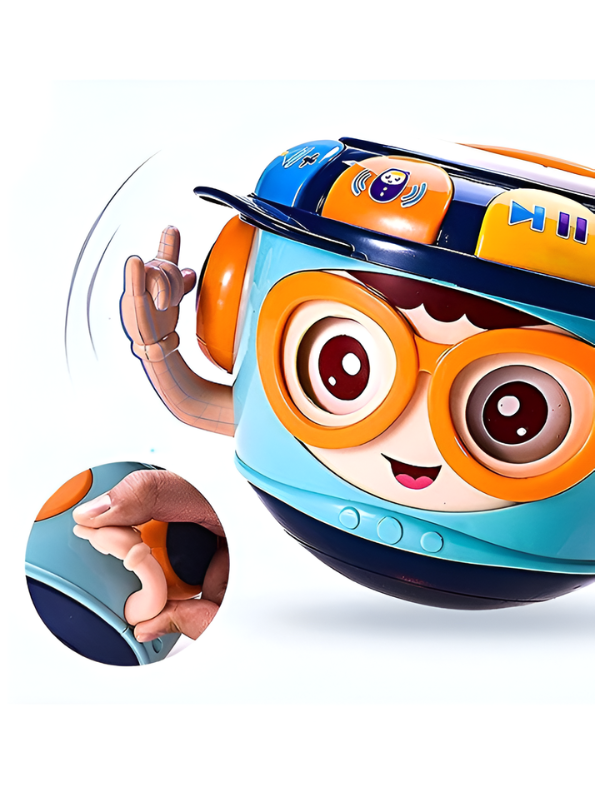 Sobebear Baby Roly-Poly Music Drum Toy – Wobbling Tumbler Blue Toy with Soft Light Projector, Nursery Rhymes & Interactive Learning TV7215