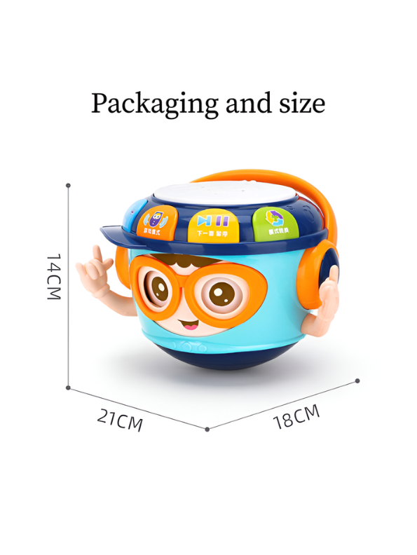 Sobebear Baby Roly-Poly Music Drum Toy – Wobbling Tumbler Blue Toy with Soft Light Projector, Nursery Rhymes & Interactive Learning TV7215