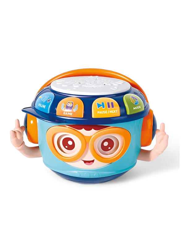 Sobebear Baby Roly-Poly Music Drum Toy – Wobbling Tumbler Blue Toy with Soft Light Projector, Nursery Rhymes & Interactive Learning TV7215