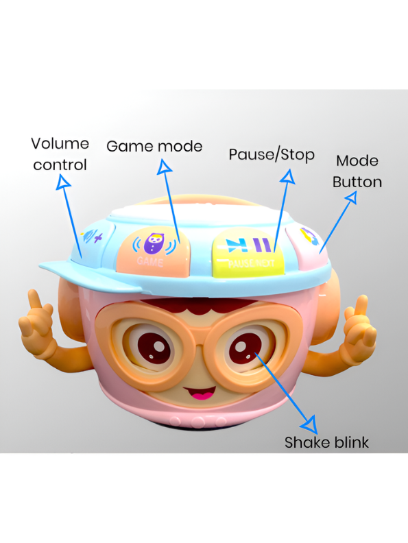 Sobebear Baby Roly-Poly Music Drum Toy – Wobbling Tumbler Pink Toy with Soft Light Projector, Nursery Rhymes & Interactive Learning TV7215