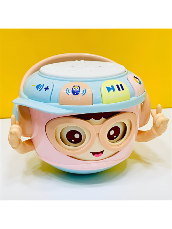 Sobebear Baby Roly-Poly Music Drum Toy – Wobbling Tumbler Pink Toy with Soft Light Projector, Nursery Rhymes & Interactive Learning TV7215